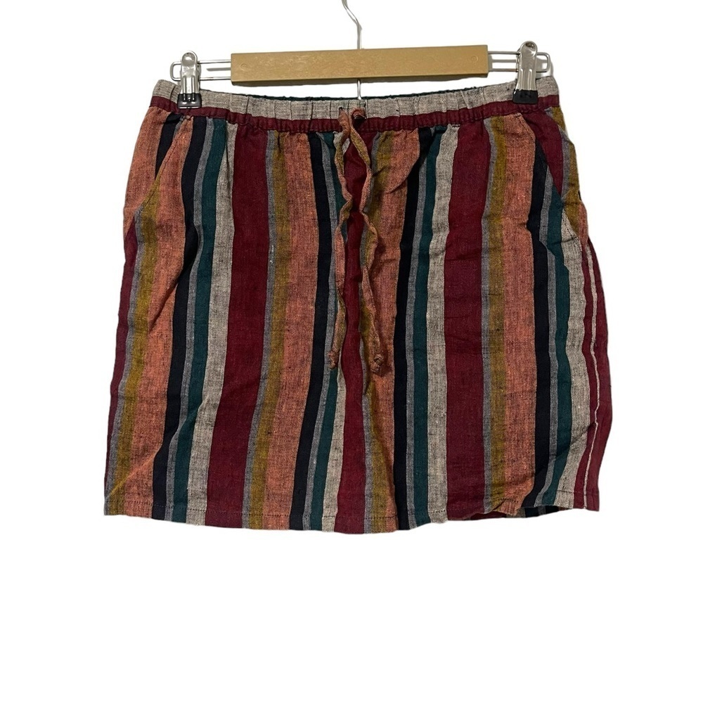 Garnet‎ Hill Linen Striped Mini Skirt Size XS
